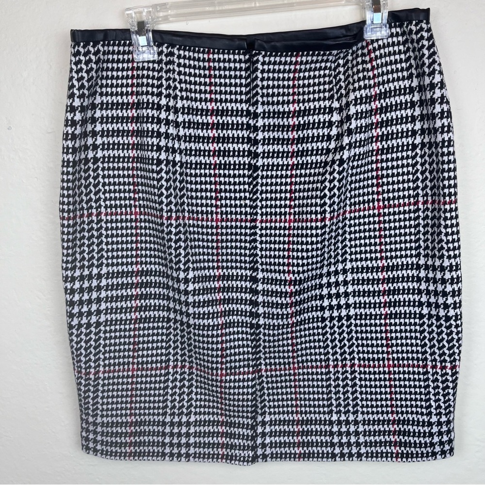 Classic houndstooth pattern knee-Length straight skirt-12P - Picture 2 of 12